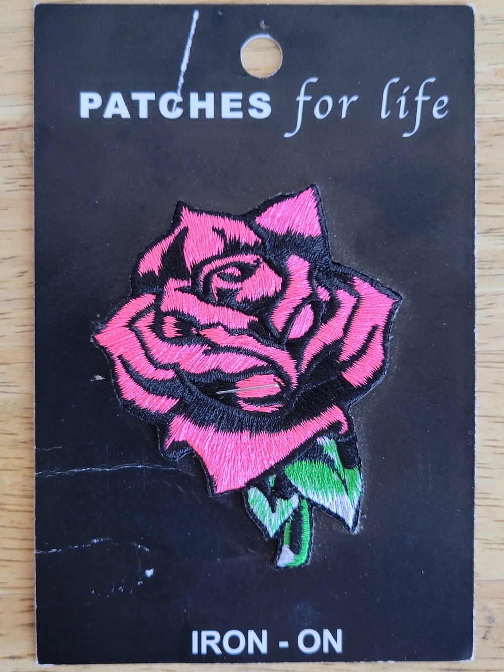 Vintage Pink Rose Iron-On Embroidered Patch